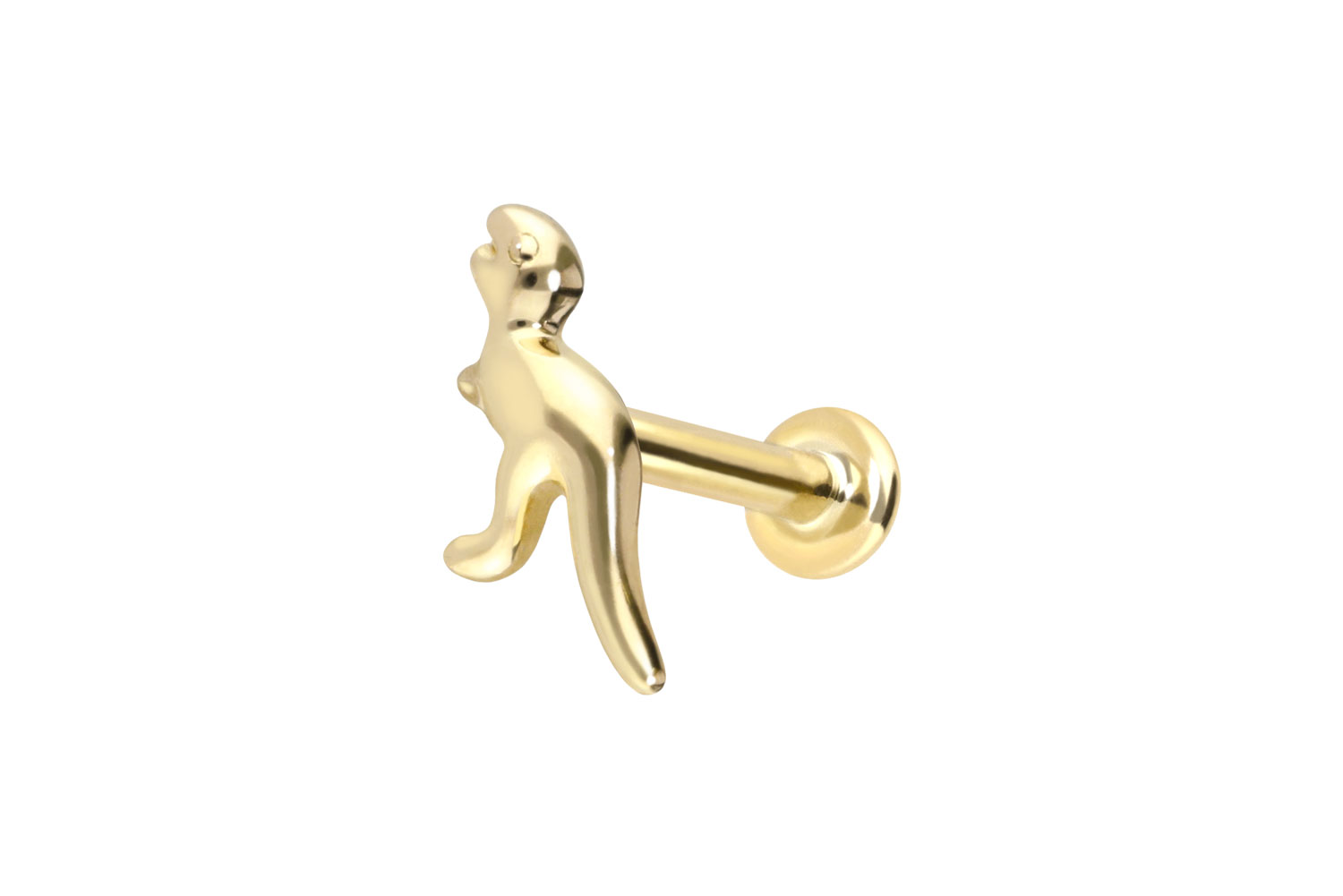 14 Karat Gold Labret Piercing mit Push Fit DINOSAURIER